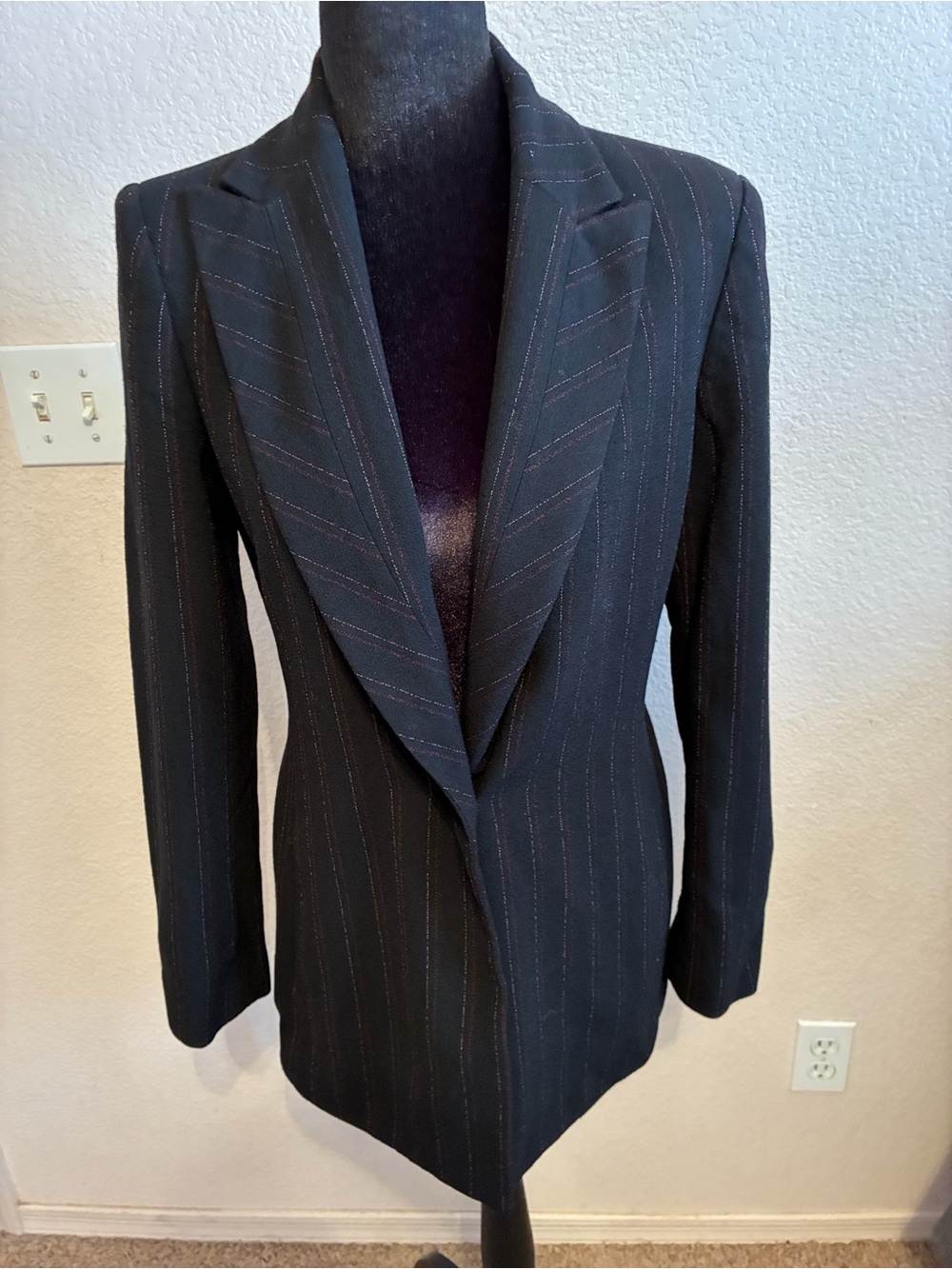 Dana Buchman Black Blazer with Subtle Pinstripes